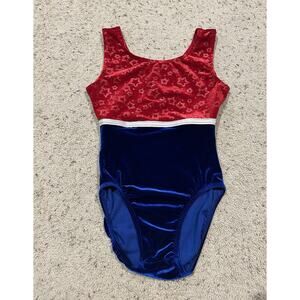 Bodywear By Donna Levy size XS Adult LEOTARD Gymnastics RED BLUE USA E25